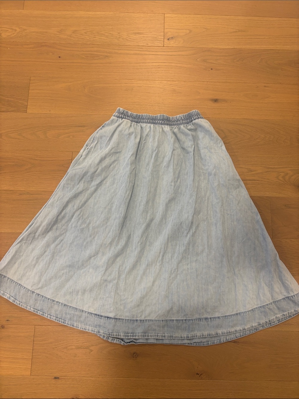 Gap Light Blue Denim Midi Skirt - elastic waist